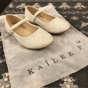 Kailee P White Rock Glitter Maryjane Ballet Flats - Worn Once